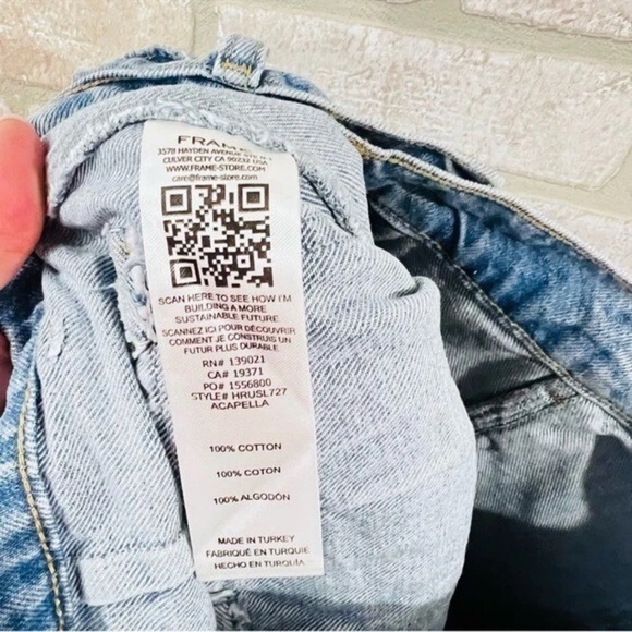 Frame Denim High Rise Straight Leg Utility Jeans in Acapella Wash Size 27 - Picture 12 of 13